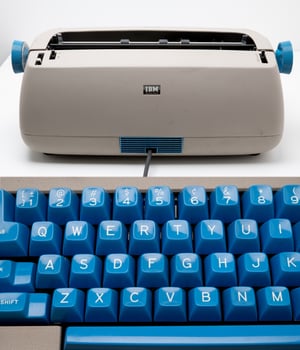 Image of Rare 1967 IBM Selectric Typewriter in Nasa Blue and Space Gray rarest color combination, overhauled
