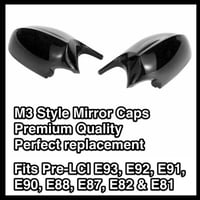 Image 1 of M3 Style Gloss Black BMW Rear Mirror Cap Cover BMW E81 E82 E87 E88 E90 E91 E92 E93 Pre-LCI