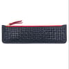 Black "tressé leather Pencil case - red & gold zipper