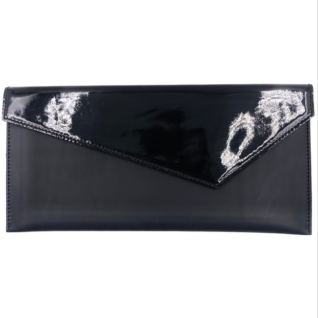 Black patent & black Envelope clutch