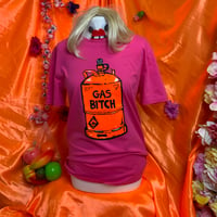 Image 1 of Sustainable Gas Bitch T-shirt- pink punch
