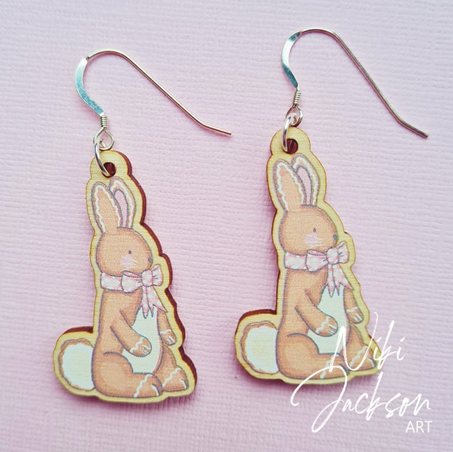 NEW: Pair of Adorable Snuggle Ginger Bunny Earrings