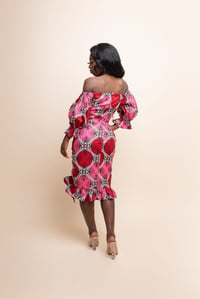 Image 3 of Queen Of Hearts Pink and Red Midi Dress