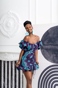 Image 2 of Off The Shoulder Tie Dye African Print Dress