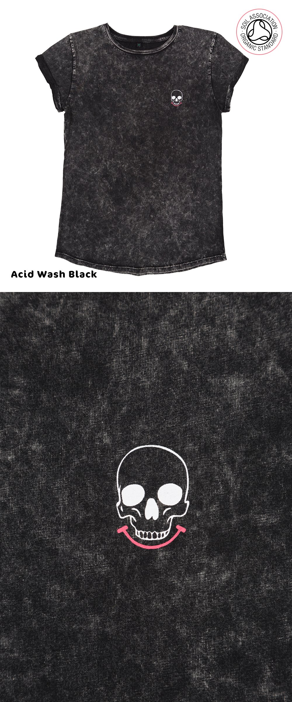 Smiley Skull Luxury Women's Roll Sleeve T's (Organic)