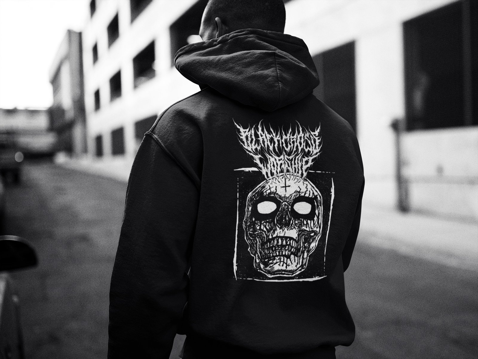 Black discount metal hoodie