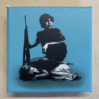 Image 1 of "Wake Me Up When It's All Over" 1/1 Mini Canvas (blue-grey)