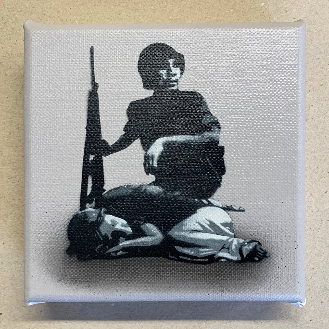 Image of "Wake Me Up When It's All Over" 1/1 Mini Canvas (grey)