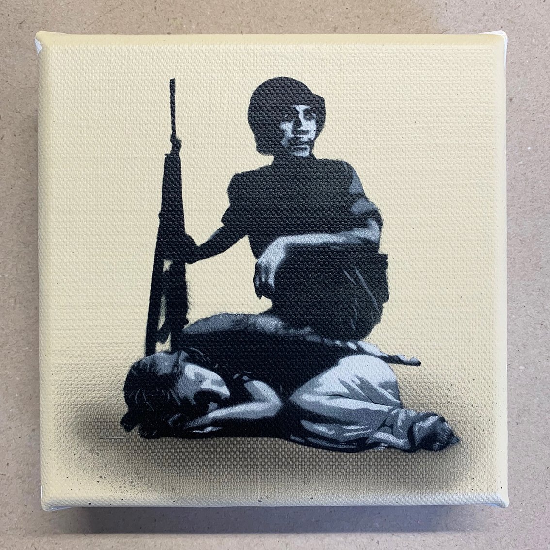 Image of "Wake Me Up When It's All Over" 1/1 Mini Canvas (ivory)