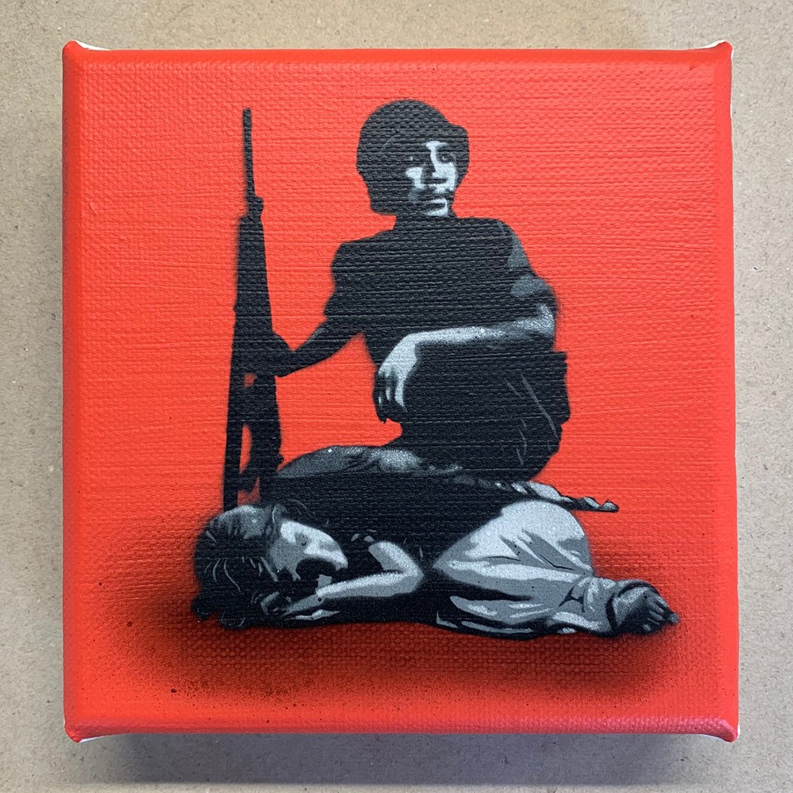Image of "Wake Me Up When It's All Over" 1/1 Mini Canvas (orange red)
