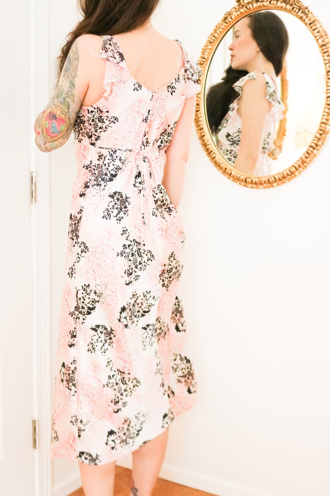 Image of Early 2000s Enchanting Pink and Black Floor Length Princess Nightgown (Small)