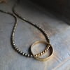 Minimalist Gold Vermeil Large Circle Pendant and Faceted Golden Pyrite Beaded Necklace