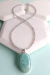 Amazing (and Lucky!) Sterling Silver Aqua BlueAmazonite Pendant on Labradorite Necklace