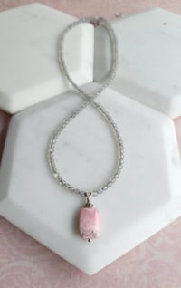 Image 5 of Pretty Pink Rhodochrosite + Labradorite Necklace