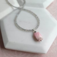 Image 1 of Pretty Pink Rhodochrosite + Labradorite Necklace