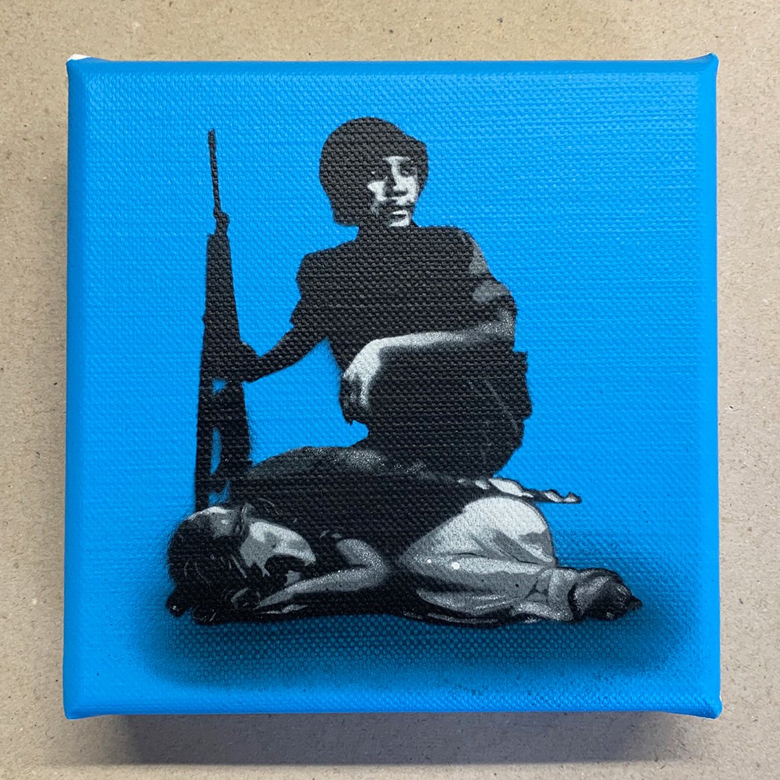 Image of "Wake Me Up When It's All Over" 1/1 Mini Canvas (blue)
