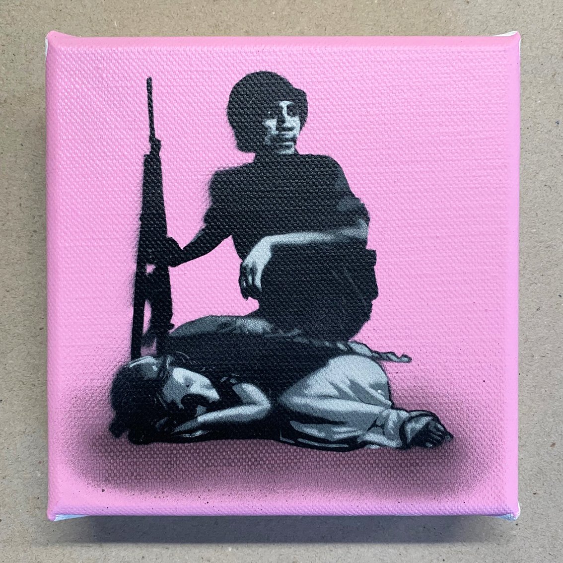 Image of "Wake Me Up When It's All Over" 1/1 Mini Canvas (pale pink)