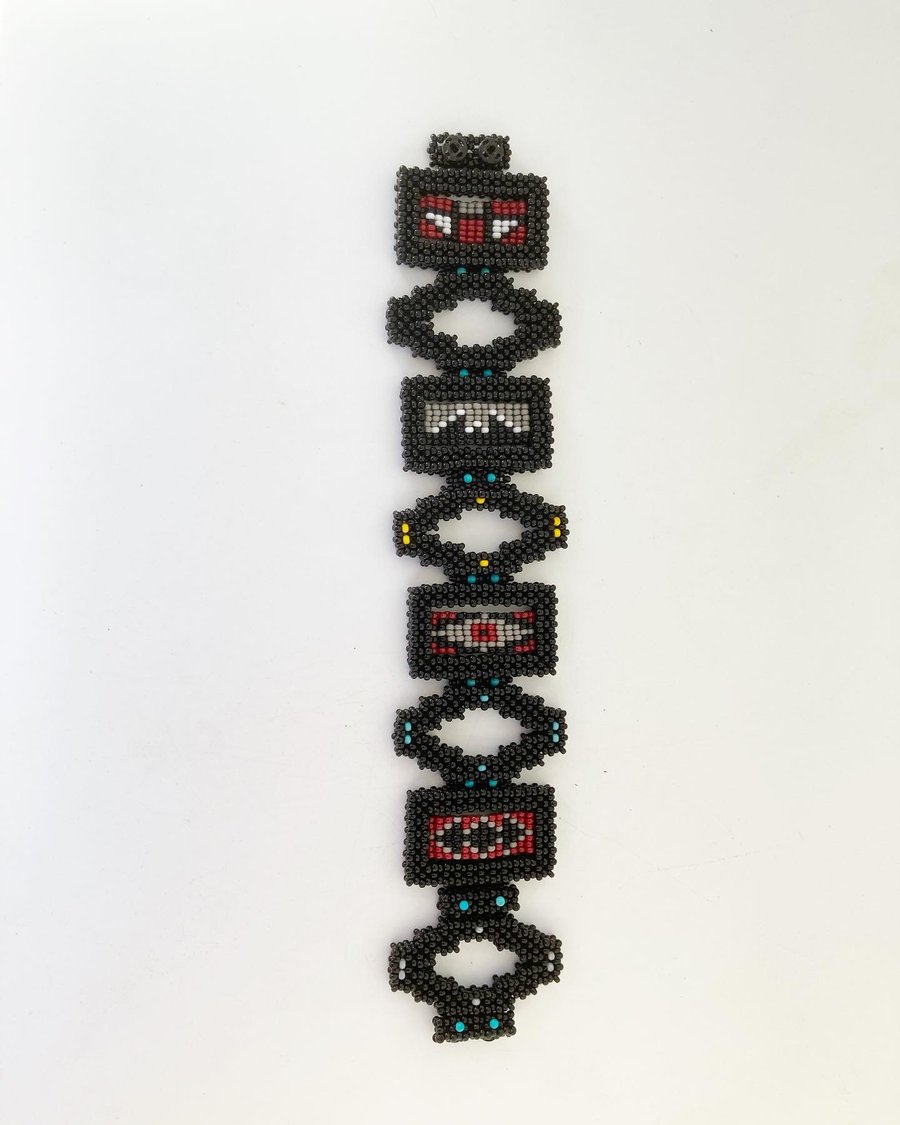 Image of Beaded Southwestern geometric/ Navajo rug bracelet/cuff 