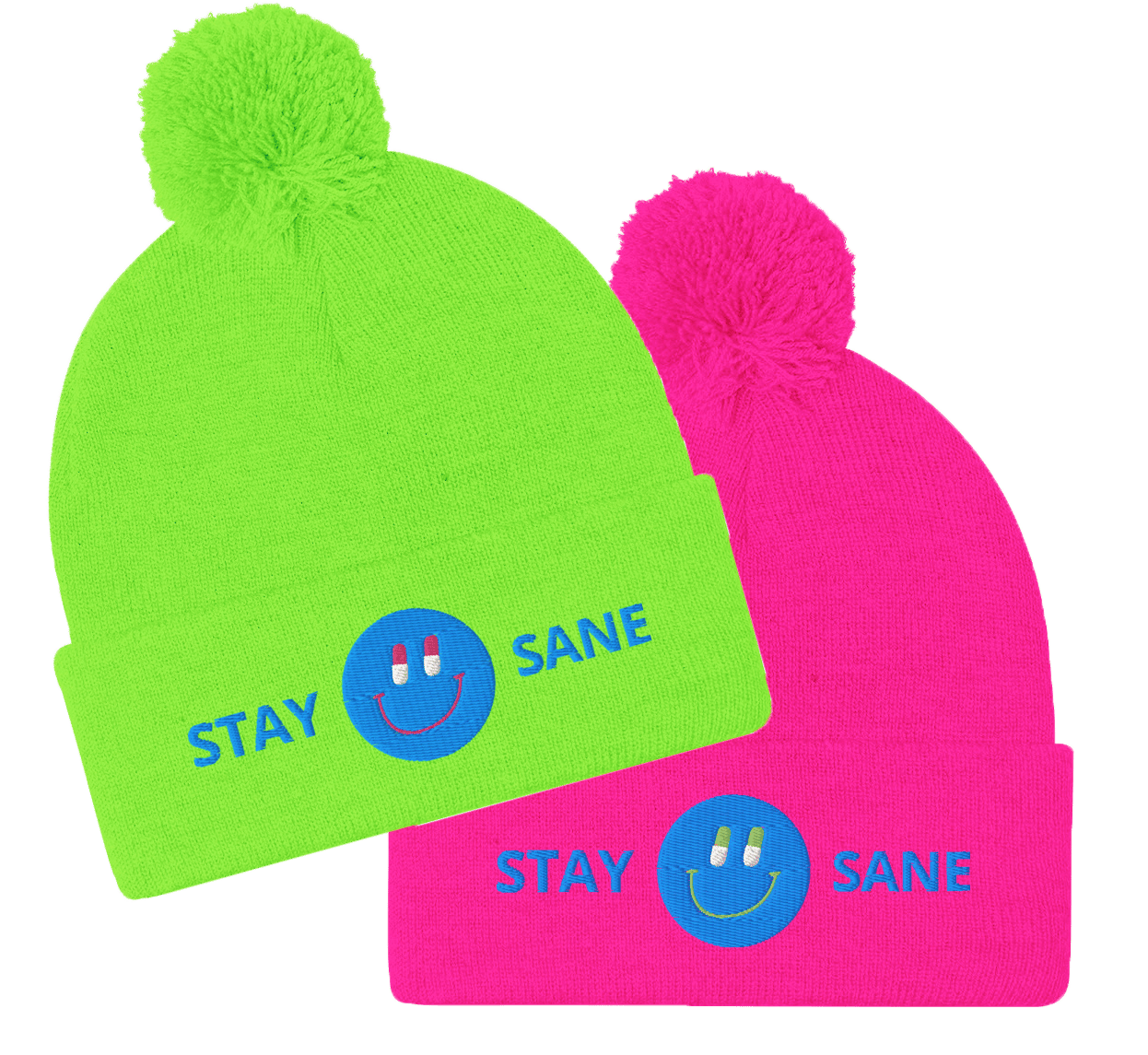 STAY SANE Neon Beanie Hat