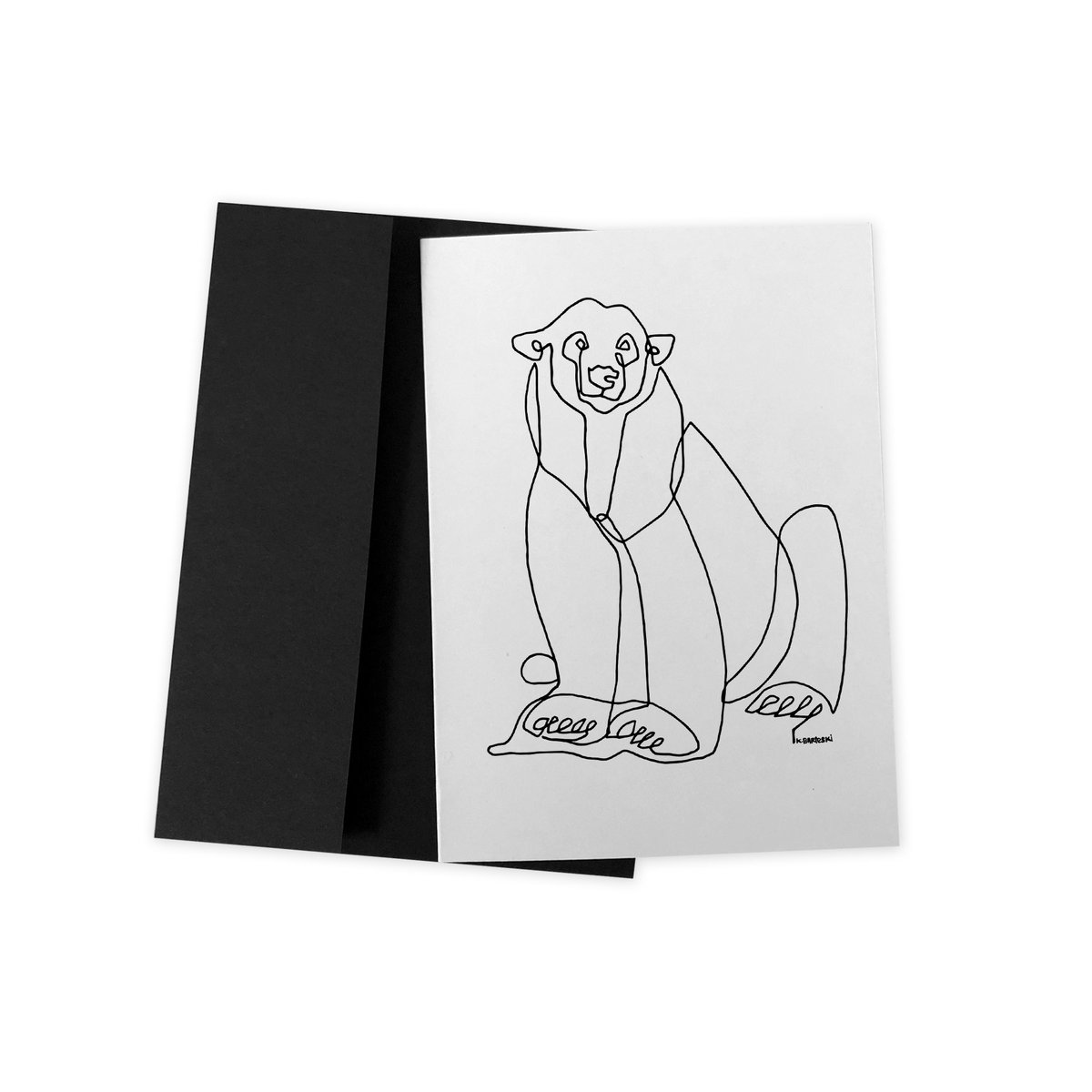 Image of Polar bear line drawing GREETING CARD 3
