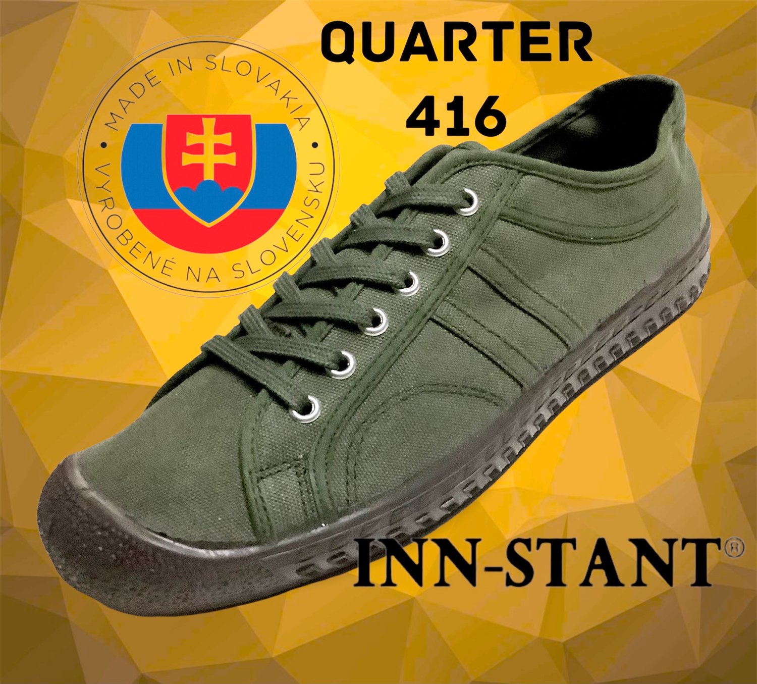 Image of Inn-stant canvas olive lo top sneaker shoes made in Slovakia 