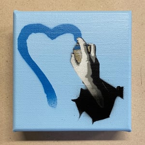 Image of "(S)pray For Love" 1/1 Mini Canvas (baby blue)