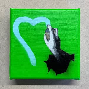 Image of "(S)pray For Love" 1/1 Mini Canvas (green)
