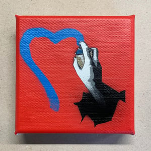 Image of "(S)pray For Love" 1/1 Mini Canvas (red)