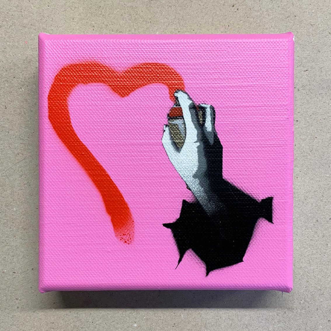 Image of "(S)pray For Love" 1/1 Mini Canvas (light pink)