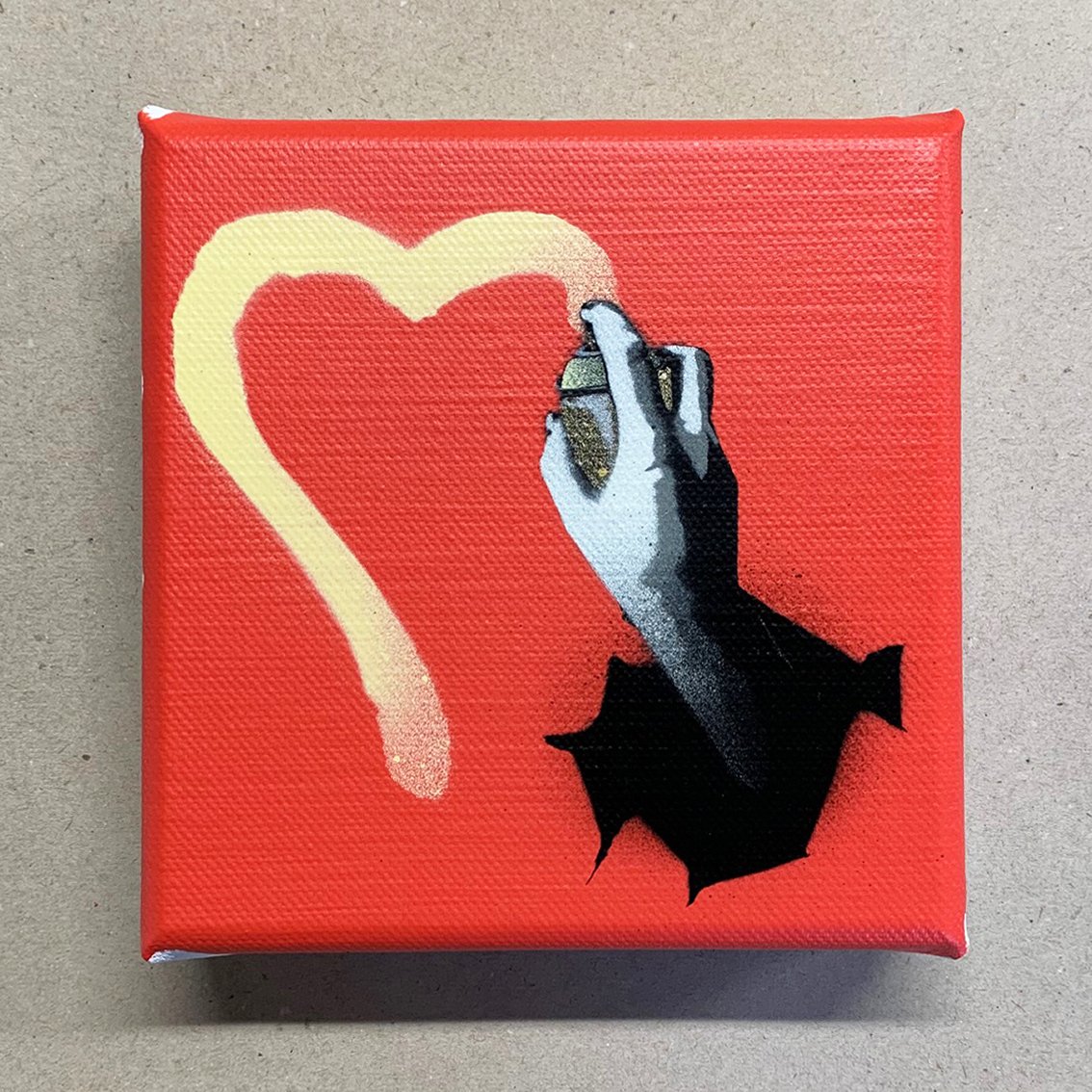 Image of "(S)pray For Love" 1/1 Mini Canvas (orange red)