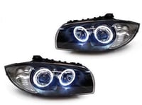 Image 2 of BMW 1 Series E87 E81 E82 E88 04-13 Black Angel Eye Headlights Headlamps Halo LHD & RHD 