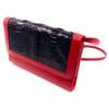 Black patent python & red leather City bag