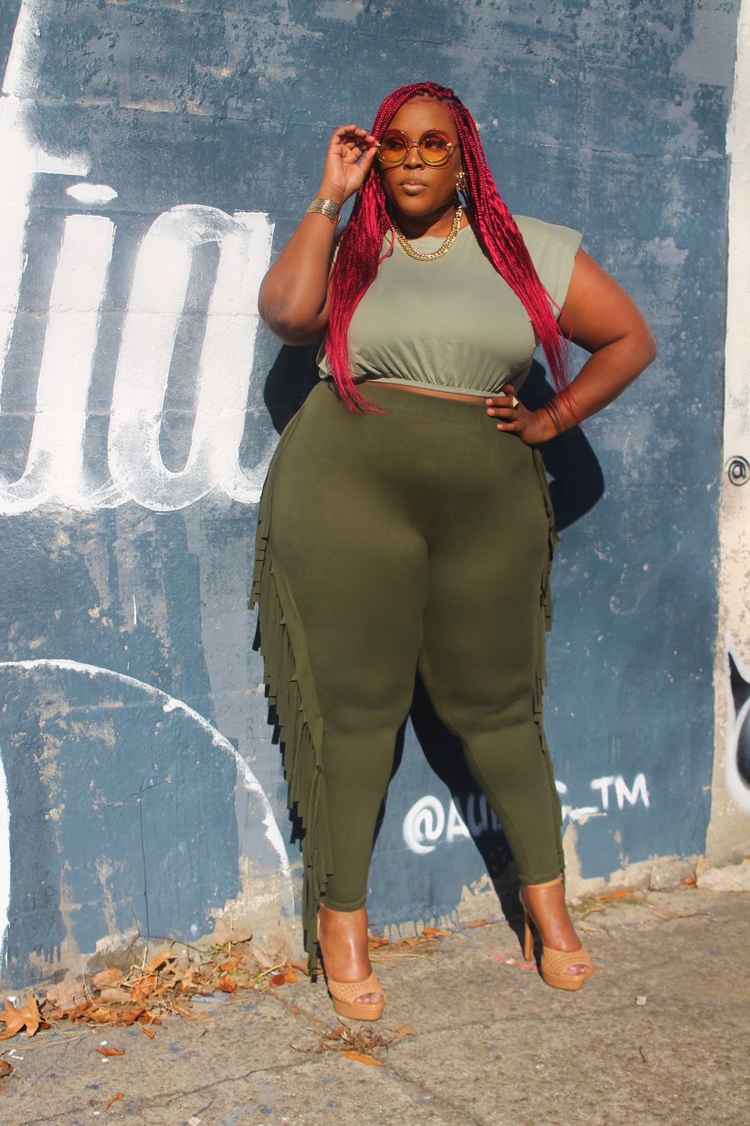 plus size fringe leggings