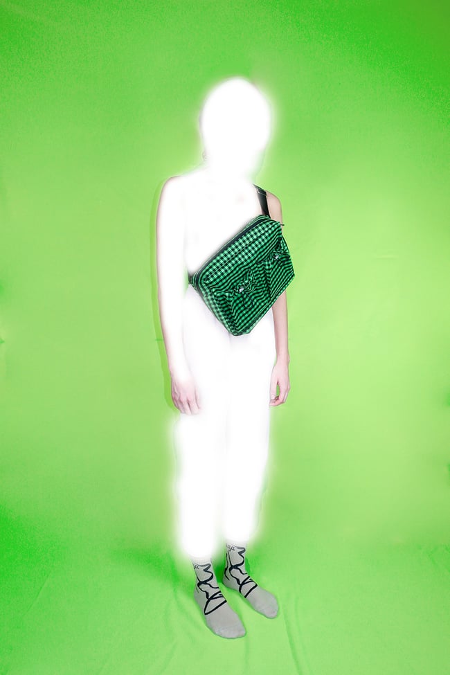 Chequered XL cross bag in green