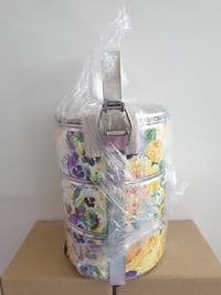 Image 2 of 3 tier tiffin carrier- Yellow roses design