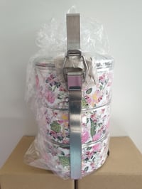 Image 2 of 3 tier tiffin carrier- Flower garden design