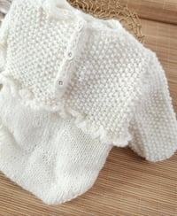 Image 3 of Newborn girls knitted bodysuit for photoshoots | Aila  | creamy