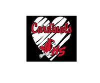 Image 1 of Adult S-2XL HSHS Cardinals White heart 3600 Next Level Black short sleeve tee