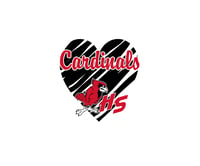 Image 1 of YOUTH S-XL HSHS Cardinals Black heart 8000B Gildan White short sleeve tee