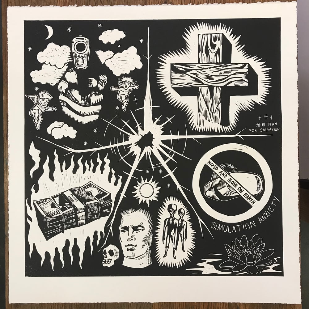 Image of “Testify” linocut