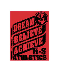 Image 1 of Adult 3XL HS Athletics Dream  heart 8400 Gildan Red long sleeve tee