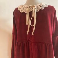 Image 4 of Rosa Dress -red velvet with lace collar