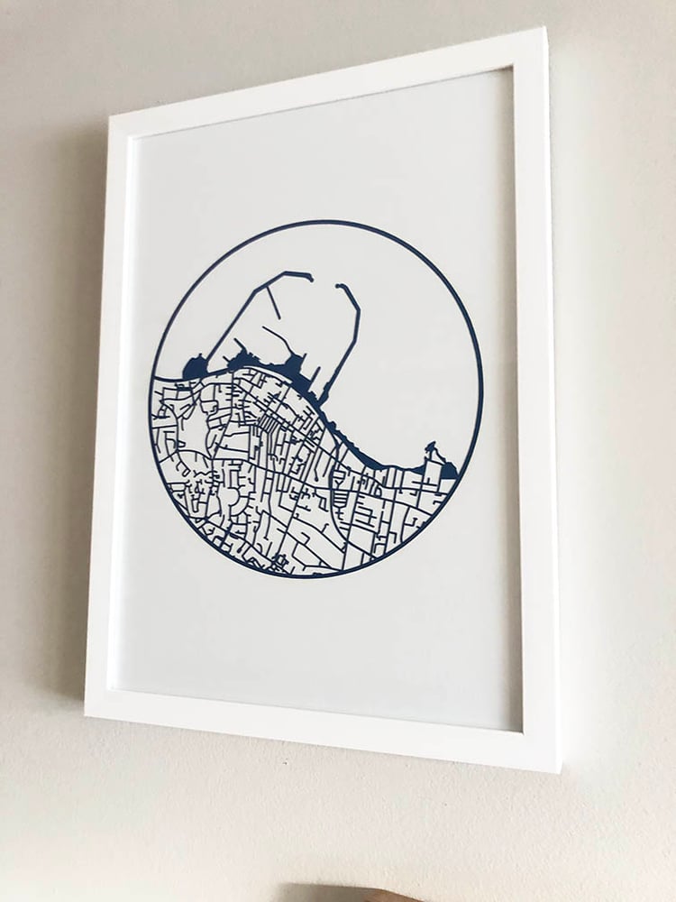 Image of Dun Laoghaire Maps A3 - Framed