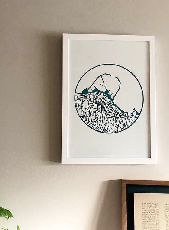 Image of Dun Laoghaire Maps A3 - Framed
