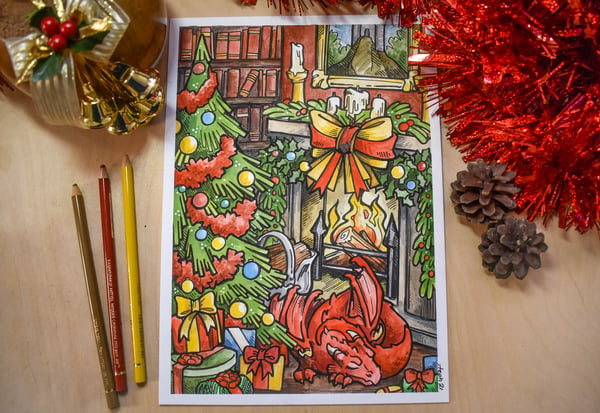 Image of Cosy Dragon Christmas - Card