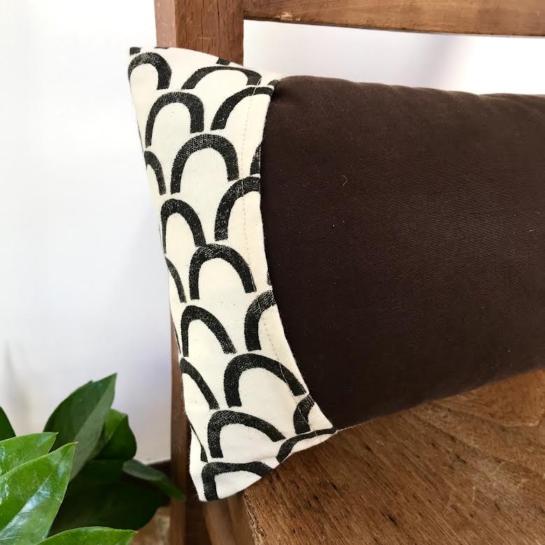 Image of Hand printed Pillow ( Black and White Semicircle). Collection 2.