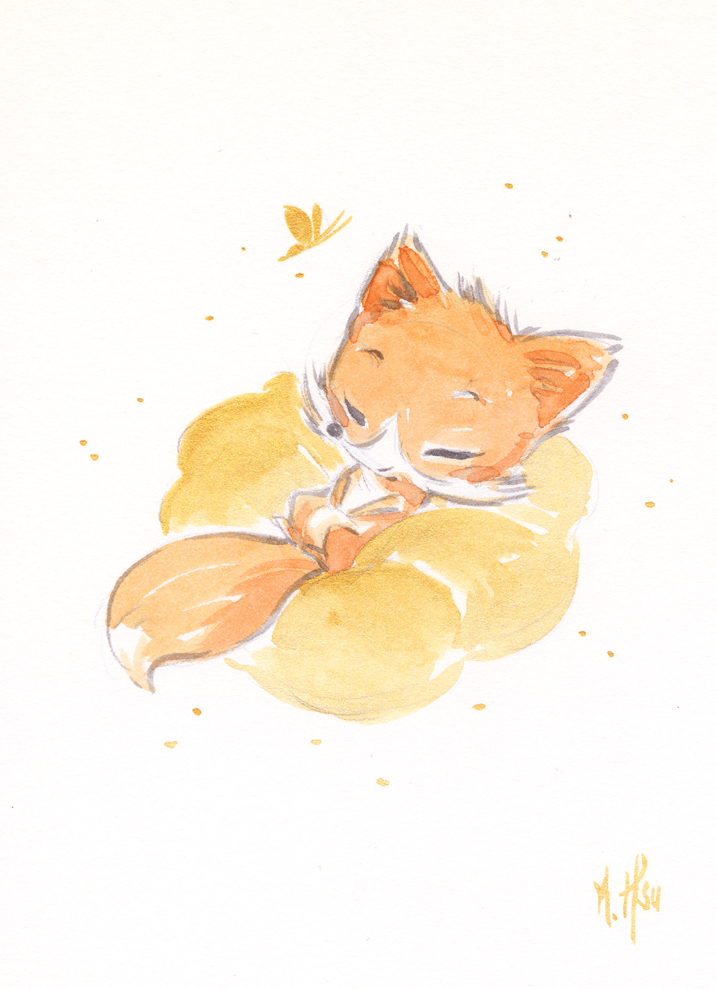 Golden Lullabies: Baby Fox 5x7" Print