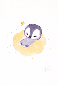Golden Lullabies: Baby Penguin 5x7" Print