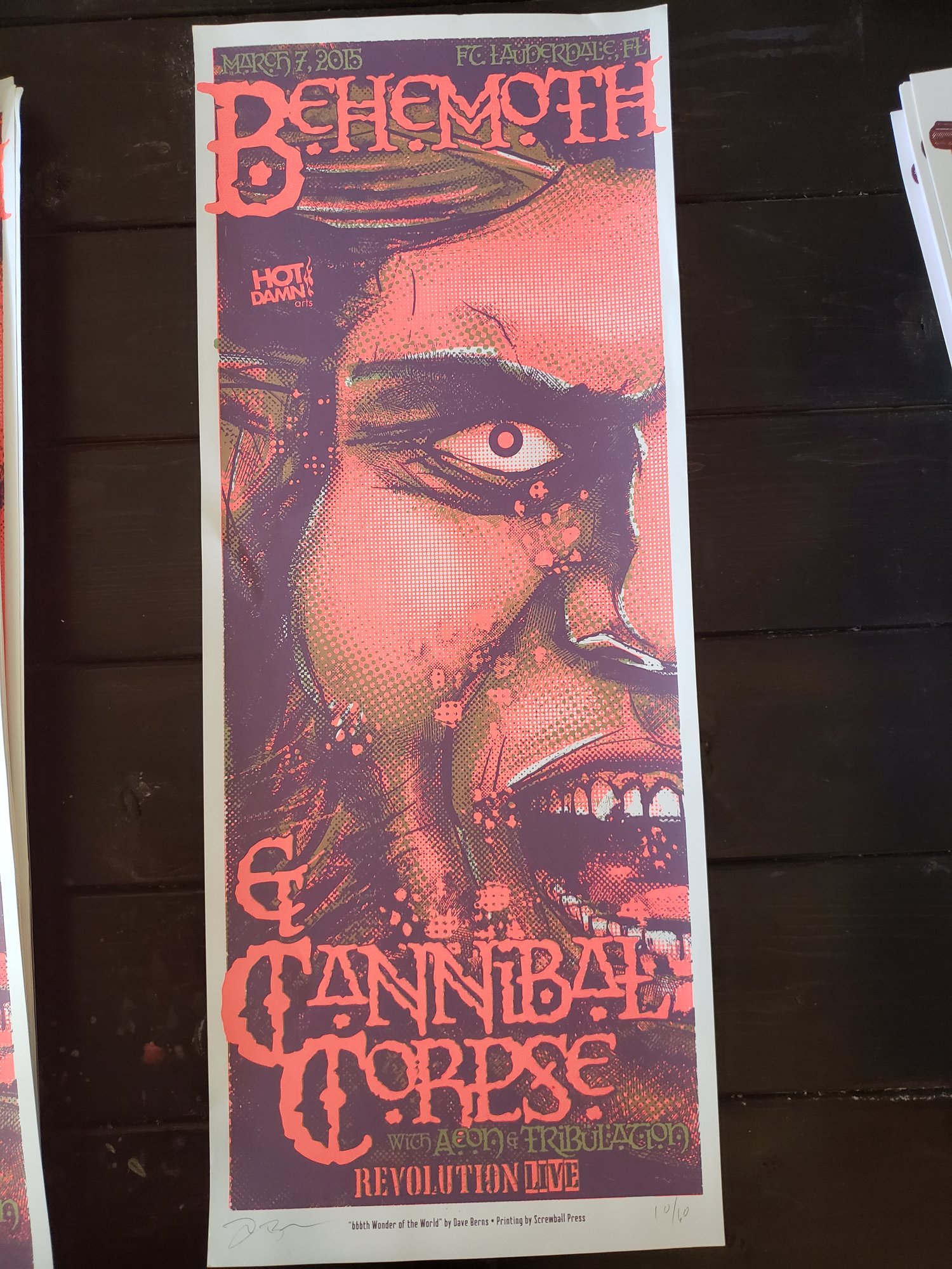Behemoth & Cannibal Corpse Gig Poster 2015 Fort Lauderdale