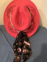 Image 3 of "Daughter of the King" Pink Hand-Burned Panama Hat